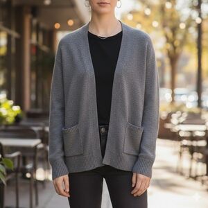 Talula Aritzia Women's Minimalist Neutral Brown Open-Front Cardigan Size S